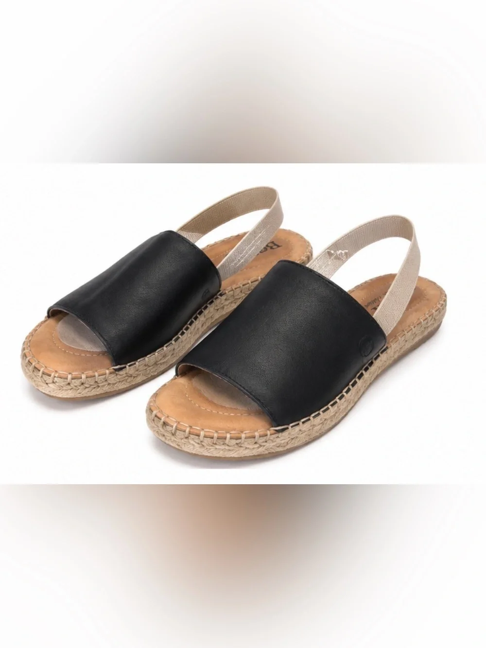 Born Black Leather Espadrille Slingback Sandals Size 7 Comfort Shoes